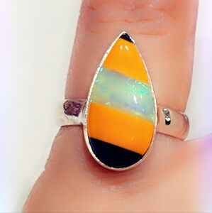 Opal Sterling Gemstone Ring